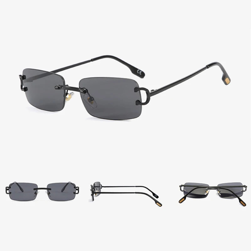 Vintage Square Rimless Sunglasses Women 2025 Luxury Brand Designer Popular Small Rectangle Gradient Sun Glasses Fashion Shades Promise Mart