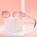 Vintage Square Rimless Sunglasses Women 2025 Luxury Brand Designer Popular Small Rectangle Gradient Sun Glasses Fashion Shades Promise Mart