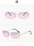 Vintage Square Rimless Sunglasses Women 2025 Luxury Brand Designer Popular Small Rectangle Gradient Sun Glasses Fashion Shades Promise Mart