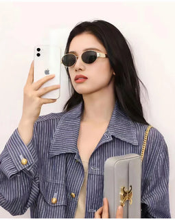 Oval Alloy Frame Sunglasses for Women & Men | Stylish UV400 Sun Glasses