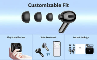 Wireless Earphones with Bluetooth 5.3, Quad-Mic Call Noise Reduction ENC, 50H Playtimes Wireless Earbuds Bluetooth Headphones Promise Mart