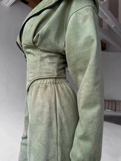 Women's 2-Piece Hooded Tracksuit – Sporty Casual Set with Waist-Cinching Design Promise Mart