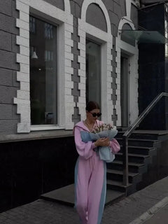 Zekye Autumn Spring Summer Hoodies 2 Piece Sets Long Sleeve Zipper Women's Tracksuit New Crop Tops Wide Leg Sport Pants Set Promise Mart