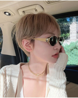 Oval Alloy Frame Sunglasses for Women & Men | Stylish UV400 Sun Glasses