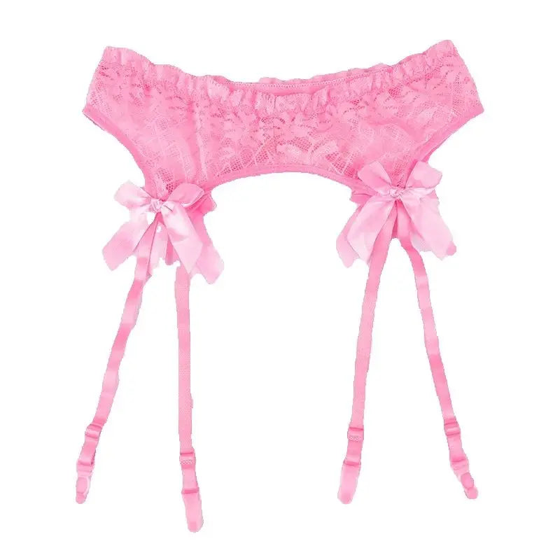 Women Sexy Lace Transparent Thigh-Highs Garters Bow Lace Adjustable Suspender Garters Belt Stockings Clubwear Erotic Underwear