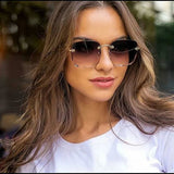 3PCS Square Rimless Sunglasses Women Luxury Brand Designer Summer Red Glasses Fashion Sun glasses For Men UV400 Shades Oculos Promise Mart