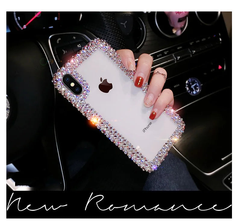 Fancy Covers for iPhone 13 Pro Max 14 Plus Phone Case Handmade Diamond Cell Phone Case 12Pro Cover Girl Mobile Accessories 15 16