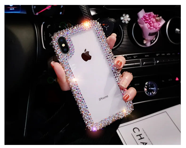 Fancy Covers for iPhone 13 Pro Max 14 Plus Phone Case Handmade Diamond Cell Phone Case 12Pro Cover Girl Mobile Accessories 15 16