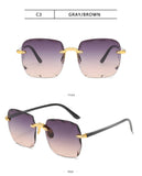 3PCS Square Rimless Sunglasses Women Luxury Brand Designer Summer Red Glasses Fashion Sun glasses For Men UV400 Shades Oculos Promise Mart