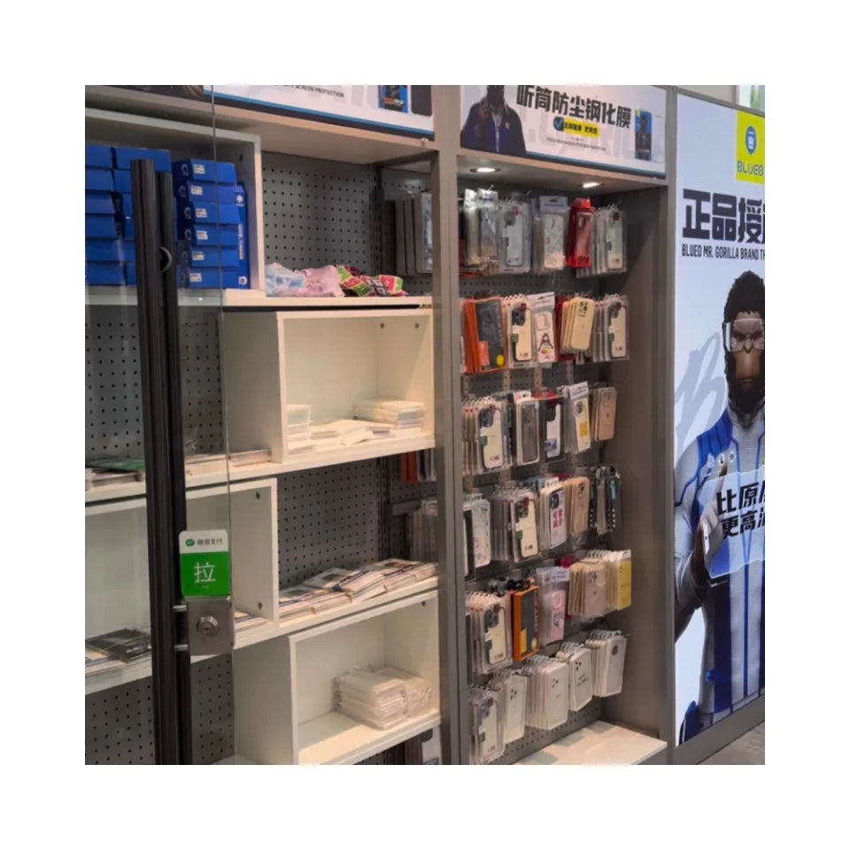 Modern Cellphone Repair Store Design Mobile Accessories Furniture Showcase Phone Case Display Wall Cabinet
