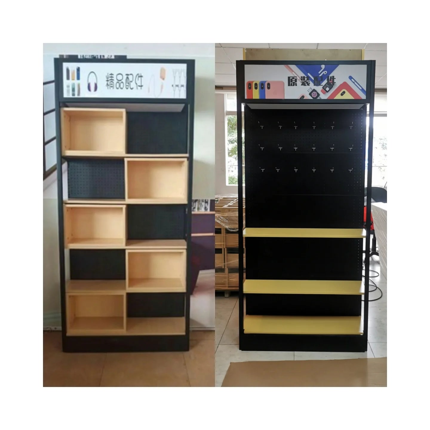 Modern Cellphone Repair Store Design Mobile Accessories Furniture Showcase Phone Case Display Wall Cabinet