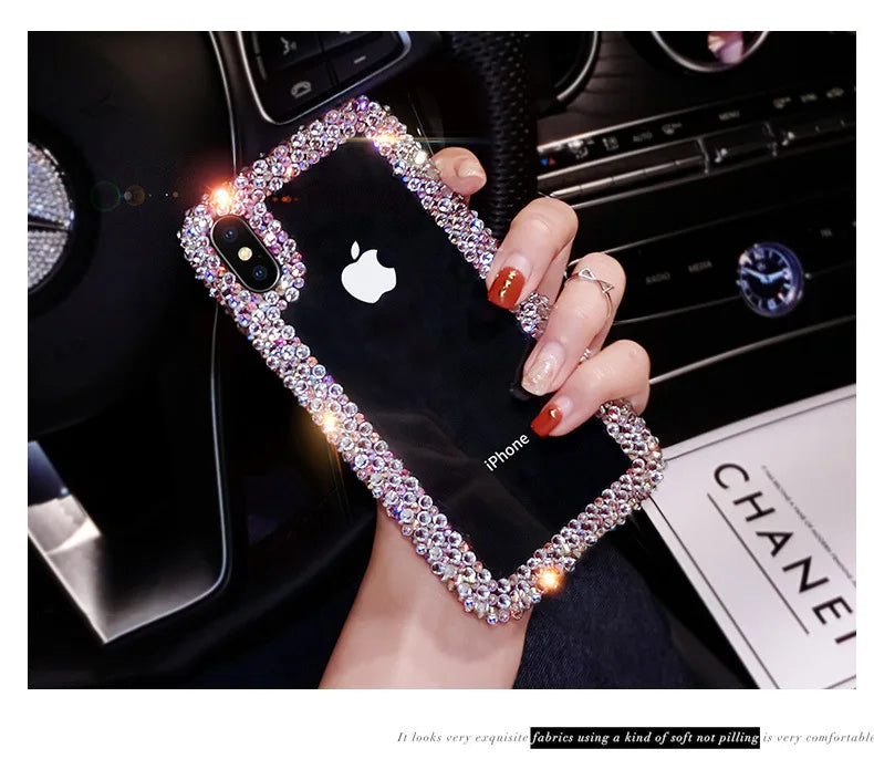Fancy Covers for iPhone 13 Pro Max 14 Plus Phone Case Handmade Diamond Cell Phone Case 12Pro Cover Girl Mobile Accessories 15 16
