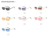 Vintage Square Rimless Sunglasses Women 2025 Luxury Brand Designer Popular Small Rectangle Gradient Sun Glasses Fashion Shades Promise Mart