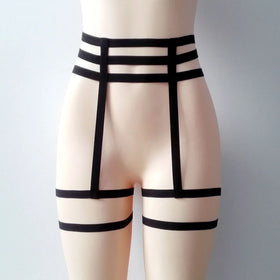 Women Underwear Cage Suspender Strap Harness Sexy Leather Thigh Leg Garter Belt Hollow Goth Erotic Lingerie Waistband Bondage