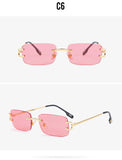 Vintage Square Rimless Sunglasses Women 2025 Luxury Brand Designer Popular Small Rectangle Gradient Sun Glasses Fashion Shades Promise Mart