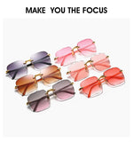 3PCS Square Rimless Sunglasses Women Luxury Brand Designer Summer Red Glasses Fashion Sun glasses For Men UV400 Shades Oculos Promise Mart