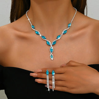 Purple Crystal Bridal Jewelry Set | Necklace & Earrings for Wedding & Party