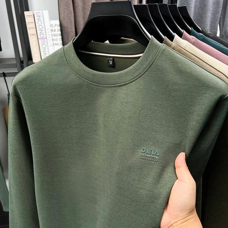Sweatshirt Men 2025 New Style Spring and Autumn Men's Long Sleeved T-shirt Pure Cotton Round Neck Top T-shirt Base Shirt Trendy