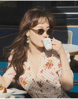 Oval Alloy Frame Sunglasses for Women & Men | Stylish UV400 Sun Glasses