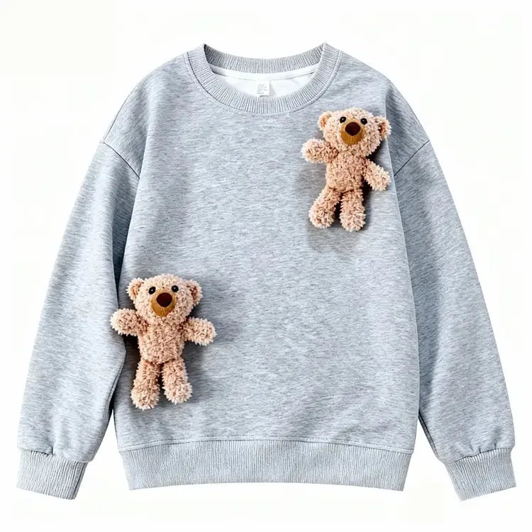 1 2 4 6 8 Years Baby Boys Sweatshirt Spring Kids Jacket Autumn Tops Cute Bear Pullover Children's Sweater Toddler Girls Clothes