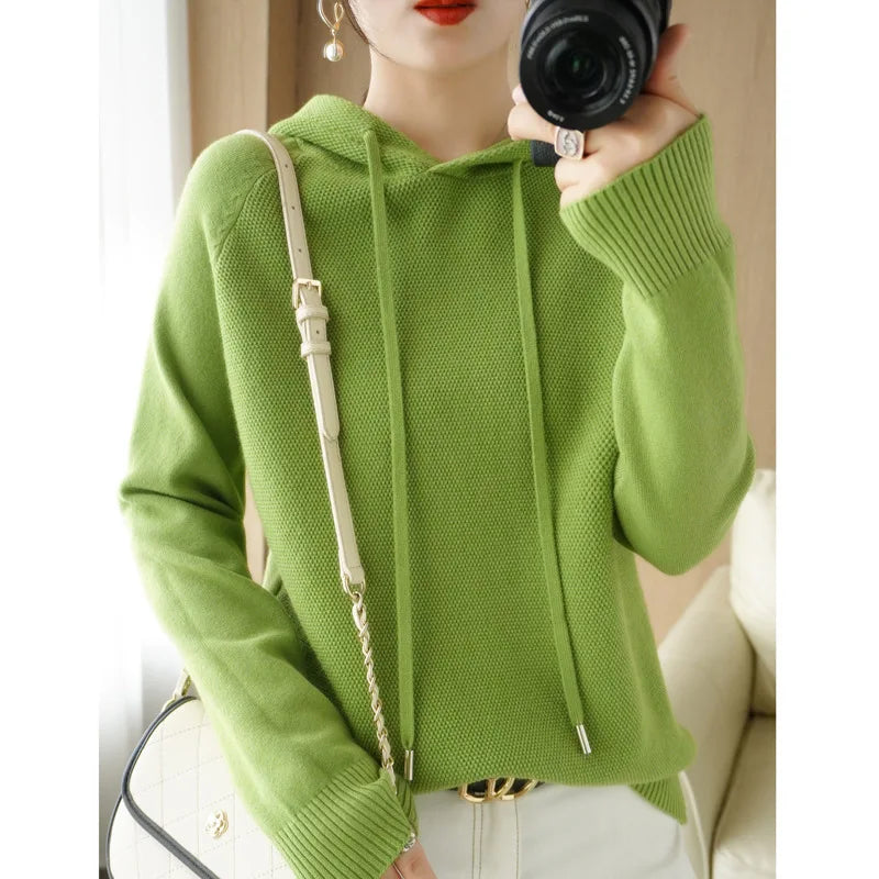 Hooded Sweatshirt for Women Spring Autumn New Hoodie Bottoming Shirt with Knitted Sweater Casual Hooded Pullovers