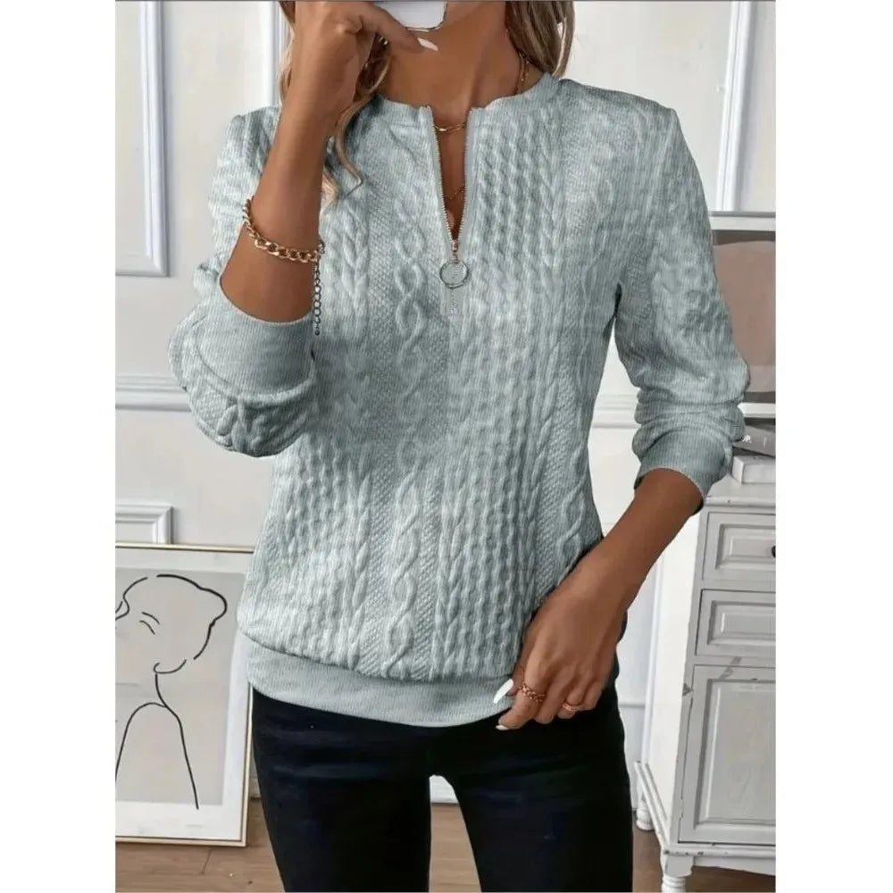 Women's Faion V-Ne Long Sve Sweatirt Autumn Winter Casual Comfortable Polyester round Ne Pullover Sweatirt