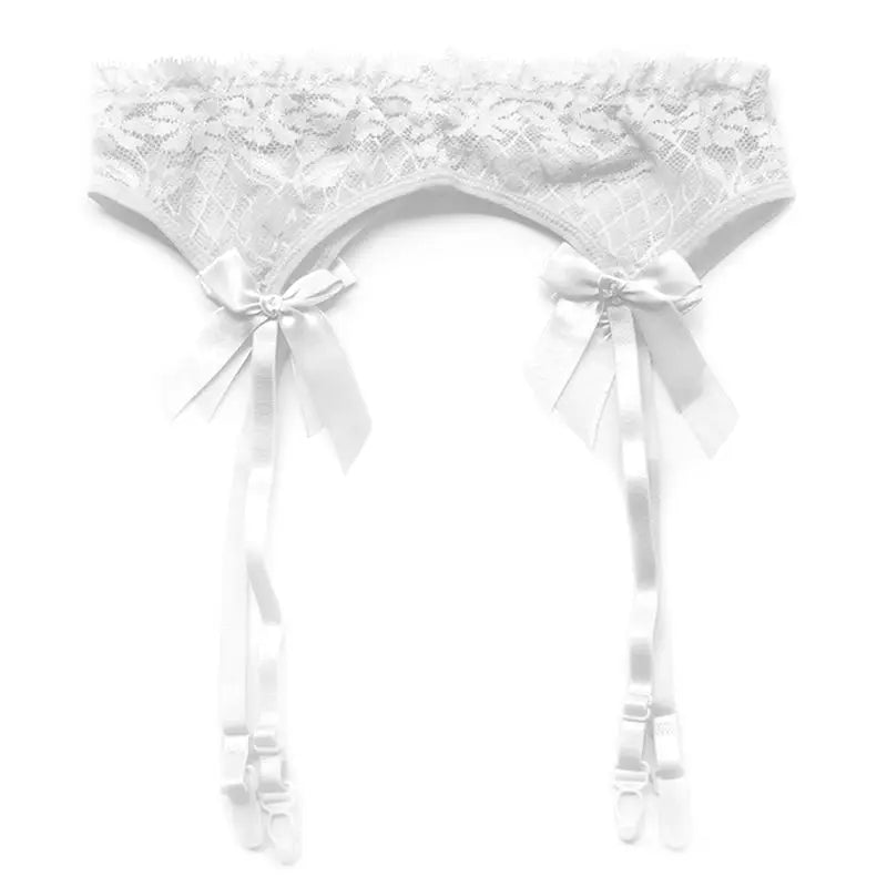 Women Sexy Lace Transparent Thigh-Highs Garters Bow Lace Adjustable Suspender Garters Belt Stockings Clubwear Erotic Underwear