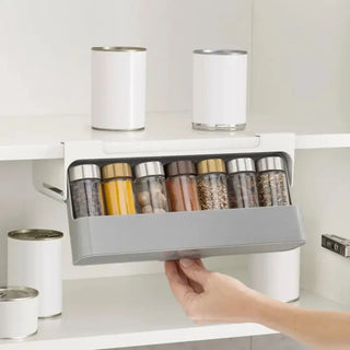 Kitchen Seasoning Bottle Storage Rack Spice Rack Self-adhesive Wall-mounted Under-Shelf Spice Organizer Kitchen Storage Rack Promise Mart