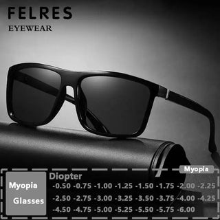 Men Square Myopia Nearsighted Glasses Men Women Driving Traveling Fashion Distance Sunglasses UV Protection Prescription Glasses Promise Mart