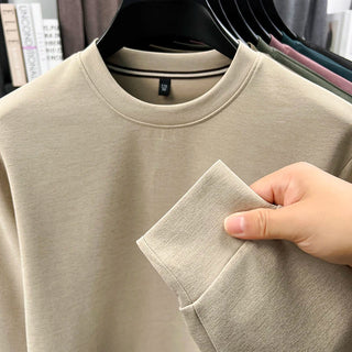 Sweatshirt Men 2025 New Style Spring and Autumn Men's Long Sleeved T-shirt Pure Cotton Round Neck Top T-shirt Base Shirt Trendy Promise Mart