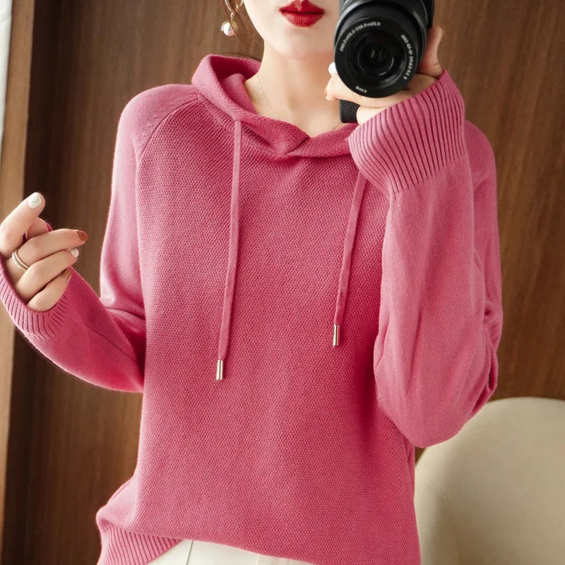 Hooded Sweatshirt for Women Spring Autumn New Hoodie Bottoming Shirt with Knitted Sweater Casual Hooded Pullovers