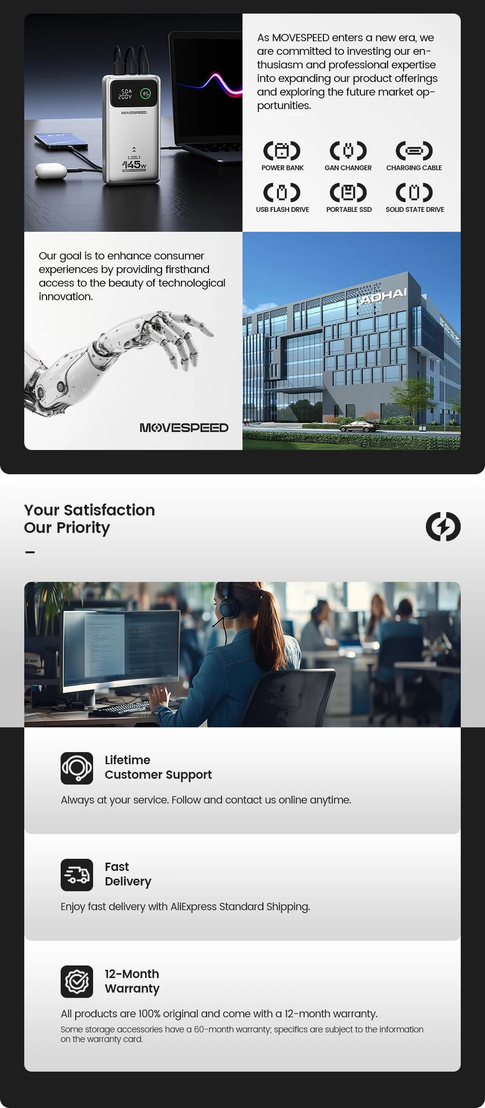 MOVESPEED S10Pro Magnetic Power Bank 10000mAh Wireless Portable External Battery with Stand for MagSafe PowerBank for iPhone 16