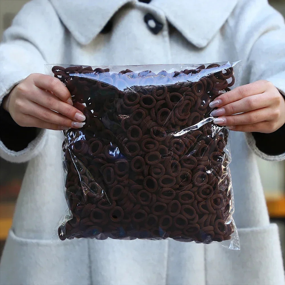 50Pcs/bag Colorful Basic Nylon Ealstic Hair Ties for Girls Ponytail Hold Scrunchie Rubber Band Kid Fashion Hair Accessories