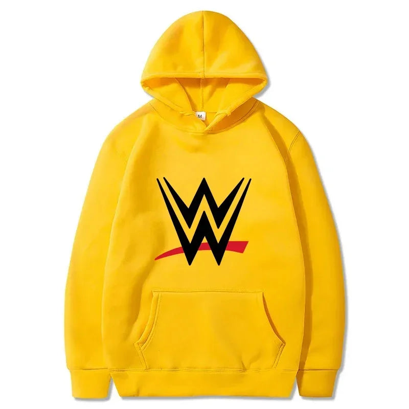 New loose hooded sweatshirt with WWE logo print, men's and women's fashionable sweaters, casual hooded sweatshirt, men's long sl