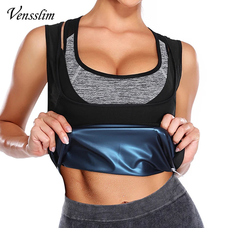 Vensslim Sweat Sauna Vest for Women Body Shaper Waist Trainer Weight Loss Fat Burner Shirt Slimming Compression Workout Tank Top
