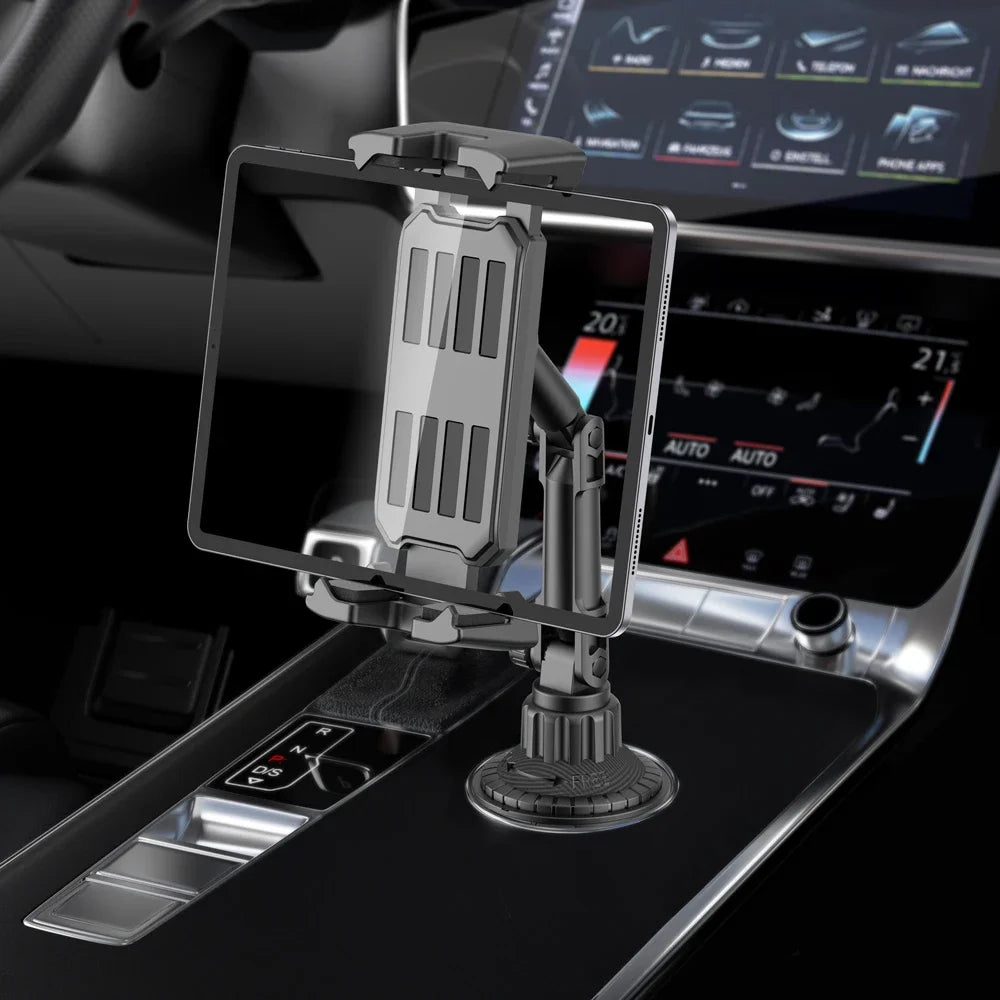 Car Tablet Stand Cup Slot 360 Adjustable Smartphone Holder 270 Tilt Bar Triangular Base Ram Mount SUV Tools for Ipad Pro 11 Air
