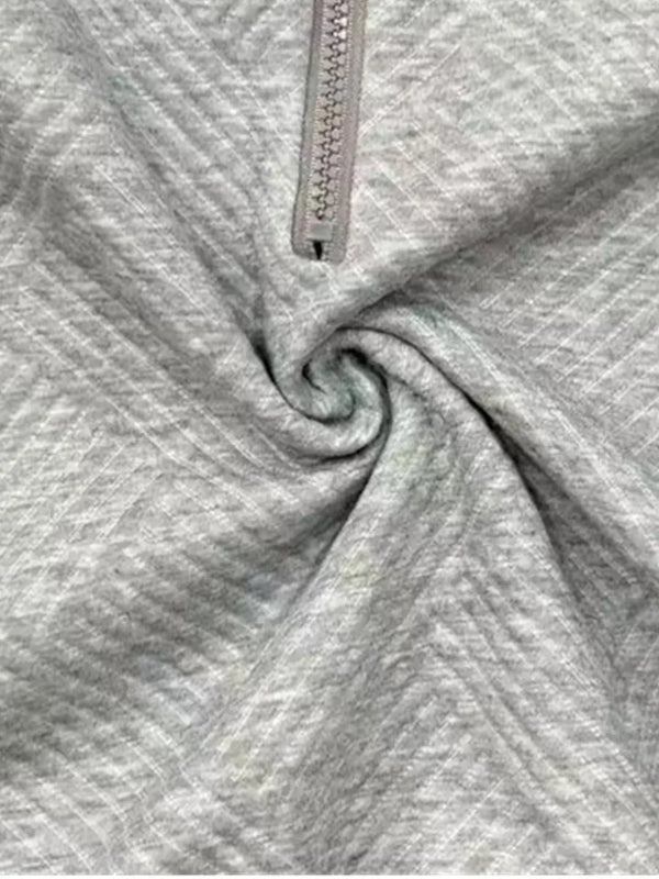 Women Spring Autumn New Style Hoodie Half Zip Design Sense Crew Neck Long Sleeve Solid Color Casual Versatile Top Promise Mart