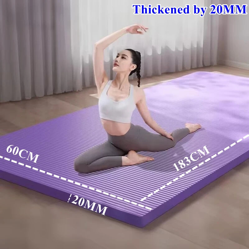 183×60cm Thick Yoga Mat Anti-skid Sports Fitness Mat 20MM Comfort Foam Yoga Matt for Exercise Yoga and Pilates Gymnastics Mat