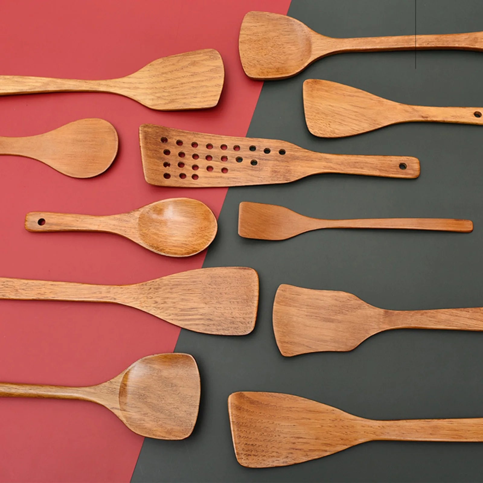 Wooden Cooking Utensils, Wood Spoons Wooden shovels For Cooking Environmentally Friendly Safe Home Kitchen Utensils Set