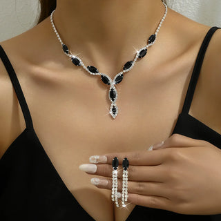 Purple Crystal Bridal Jewelry Set | Necklace & Earrings for Wedding & Party