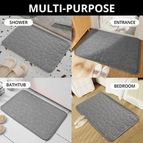 1pc embossed fiber carpet, bathroom living room anti slip mat, pebble floor mat, household items Promise Mart