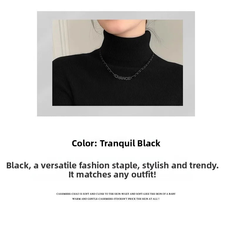 Autumn Winter Thiened Slim Fit Camere Sweater High Collar Knitted Wool Base irt Pure Color Crew Ne Sweater for Women