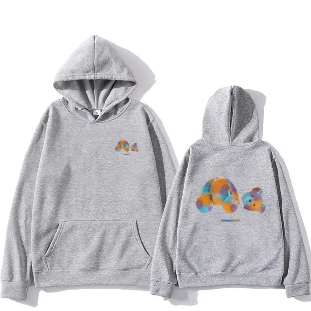 Hip-hop Sweatshirt Single Item Men's High Quality Colorful Bear Print Autumn and Winter Long-sleeved Hoodie New Style