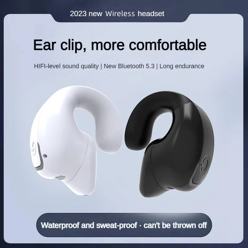 SK GD28 Bone Conduction TWS Headphones Bluetooth V5.3 Ear Clip Lightweight Business Sports Game Headset with Mic Noise Reduction
