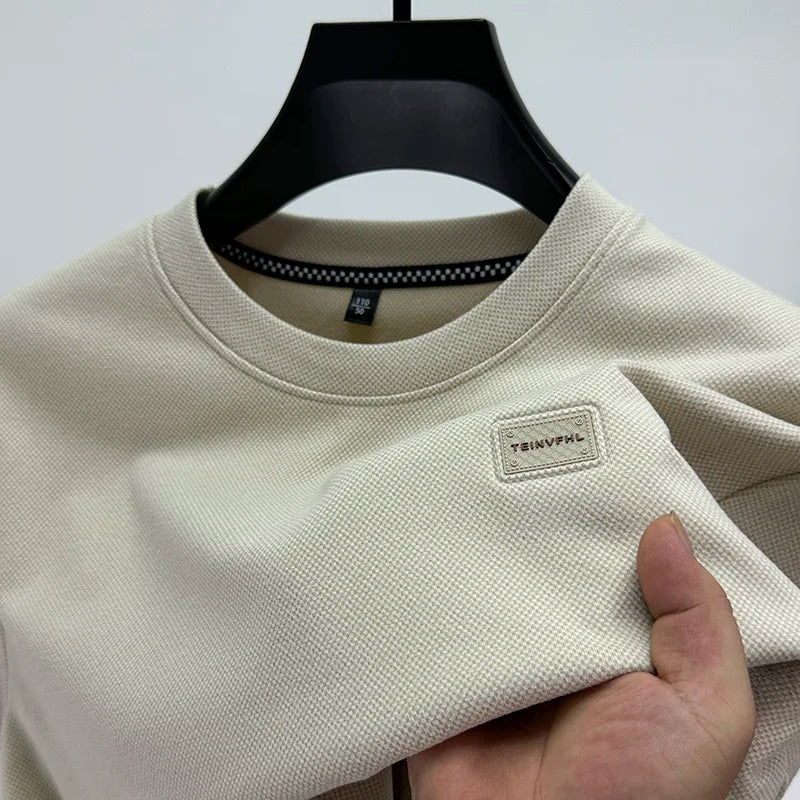 Men's round Ne Brued Long Sve T-irt Loose Faion  Color Sweatirt Inner Wear Top Brand Casual Urban Sle