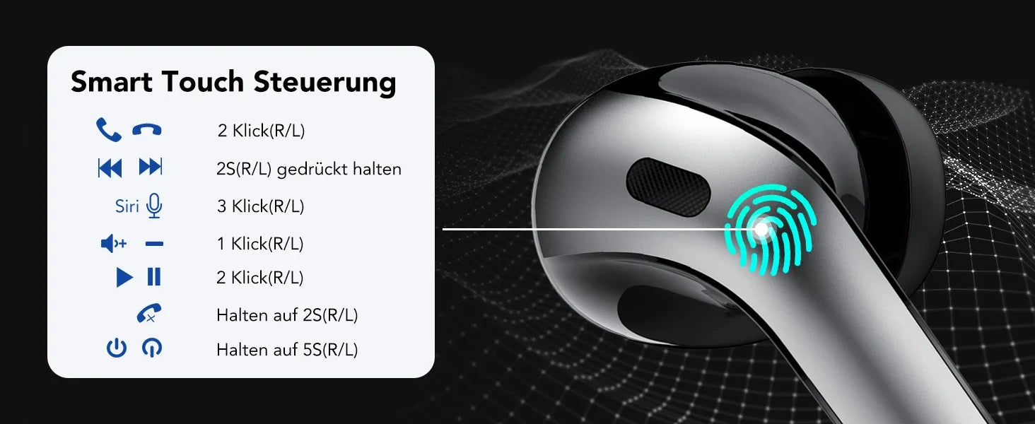 Wireless Earphones with Bluetooth 5.3, Quad-Mic Call Noise Reduction ENC, 50H Playtimes Wireless Earbuds Bluetooth Headphones