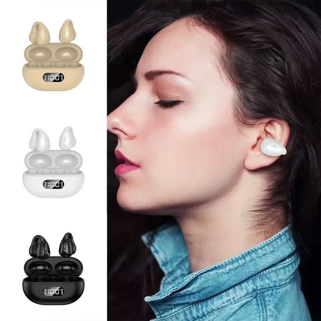 NEW TWS Q80 Wireless Headphones Bluetooth 5.3 Bone Conduction Earphones Earclip Design Touch Control Led Earbuds Sports Headsets