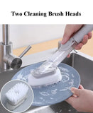 Kitchen Cleaning Brush 2 In 1 Long Handle Cleaing Brush with Removable Brush Sponge Dispenser Dishwashing Brush Kitchen Tools Promise Mart