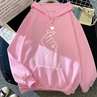 Womens Sweatshirts "Hand Heart" Printing Home Casual Hoodies Versatile Pullover Tops High Quality Woman Clothing Autumn Winter Promise Mart