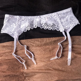 Women Socks Clips Lace Transparent Suspender Belt Adjustable Buckles Low Rise Garter Belt Pole Dance Elastic Underwear Clubwear